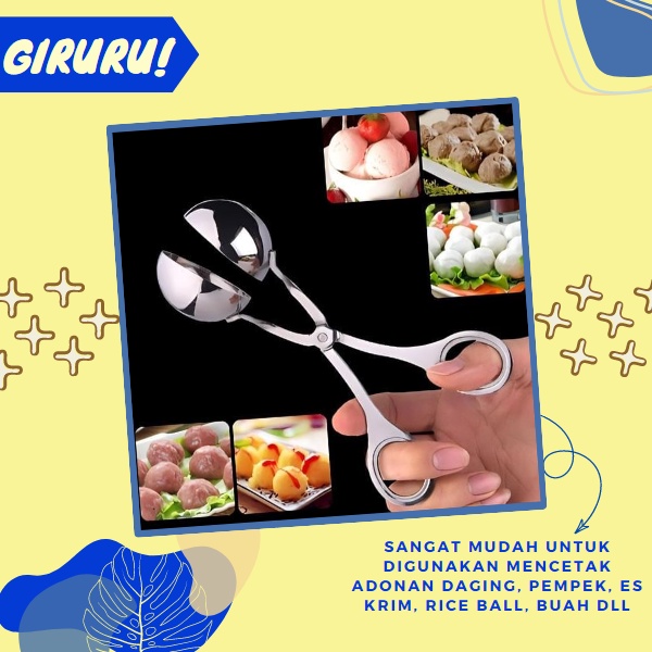 Scoop Cetakan Bakso Model Gunting / Alat Pembuat Cetakan Bakso Meatball Scoop / Cetakan Bakso Bahan Stainless Anti Lengket