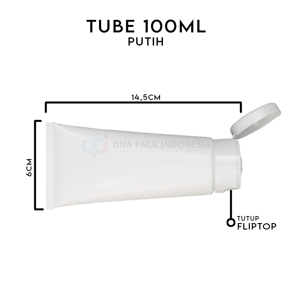 Botol tube fliptop 100ml putih