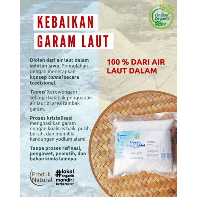 

Garam Laut Organik Beryodium Tanpa Pemutih 200 dan 500gr|Lingkar Organik|Banjarmasin