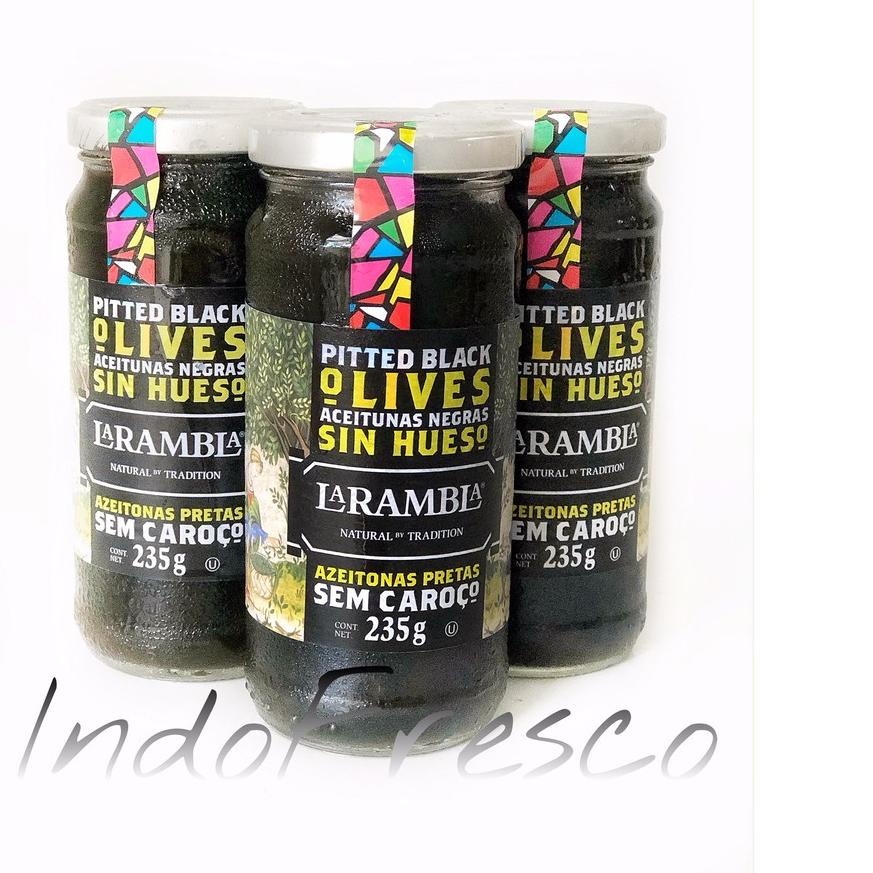 

6.6 SALE La Rambla Buah Zaitun Olive Hitam- Pitted Black Olives 235g