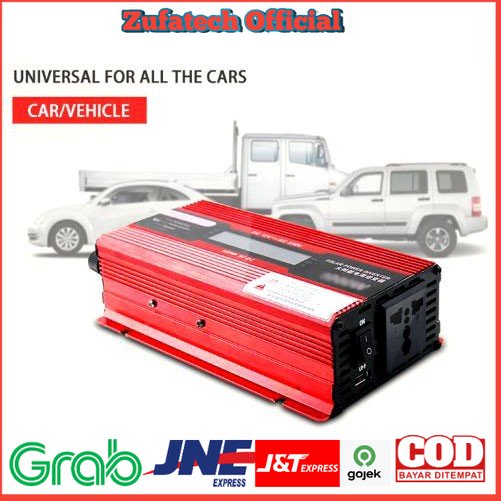 Carmaer Car Power Inverter DC 12V to AC 220V 1000W with LED Display - SDB-1000A - Red