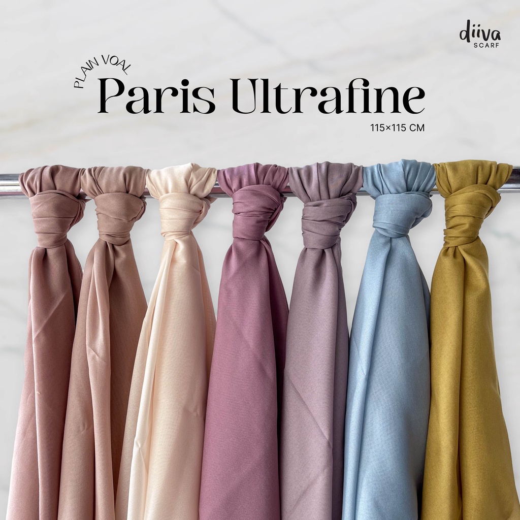 DIIVA SCARF PARIS ULTRAFINE PREMIUM kerudung hijab segi empat polos pink merah ungu