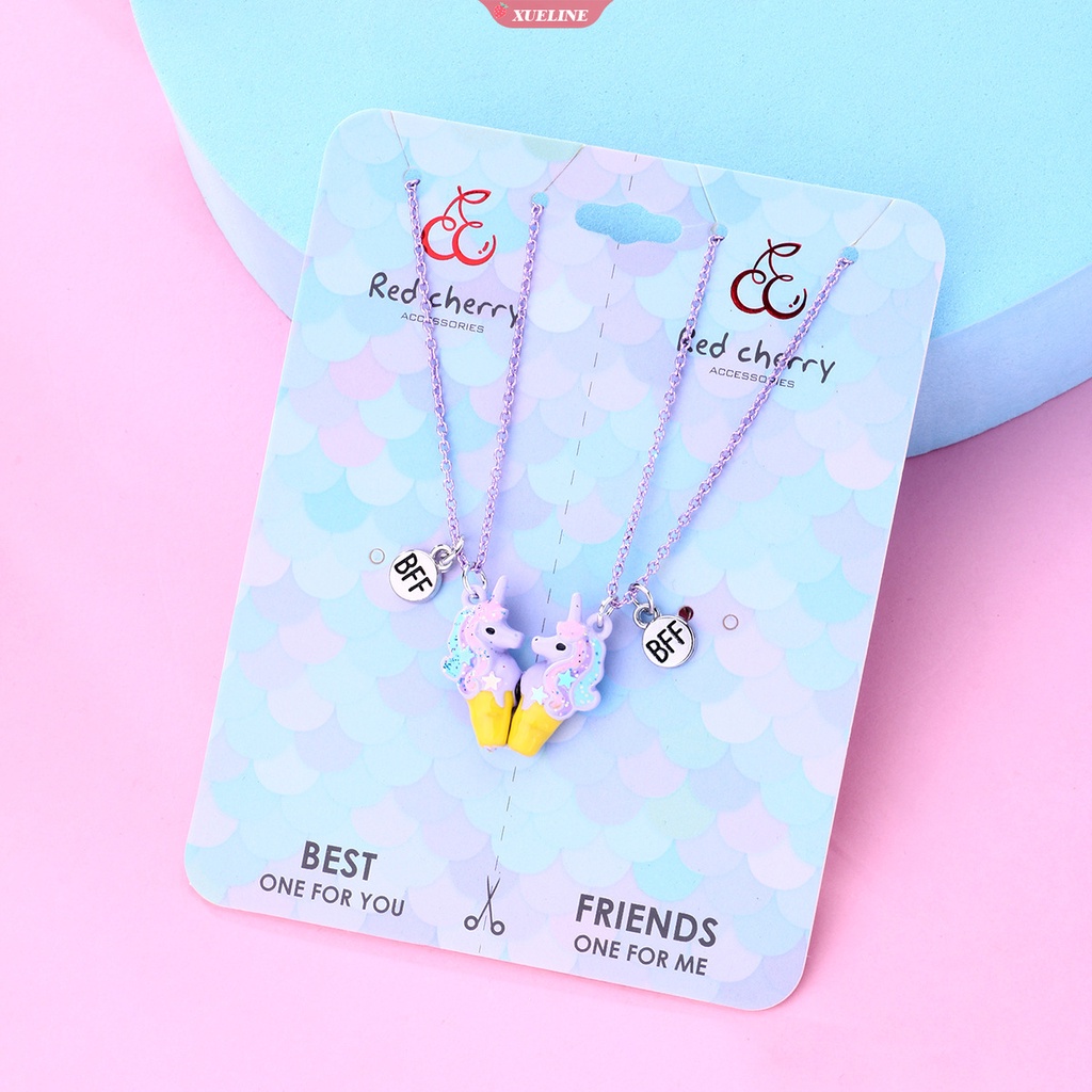 Fashion Lucu unicorn Kalung Kartun Anak magnet Kalung BFF Teman Baik Paduan Tetes Minyak fashion Perhiasan Anak Hadiah [ZXL]