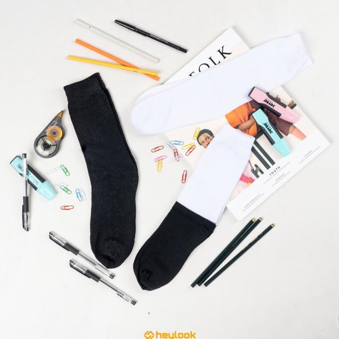 Kaos Kaki Sekolah Sma Smp Sd Anak Hitam Putih Polos Laki Perempuan