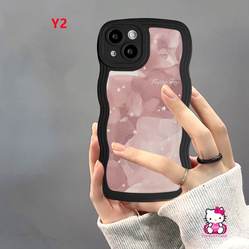 Case Untuk Samsung A12 A04 A53 A32 A50s A22 A13 A04s A04E A03s A50 A23 A52 A52s A33 A02s A03 A21s A30s A20 A11 A51 M22 A31 M32 Couple Wavy Edge Halo Dyed Watercolor Star Soft Cover