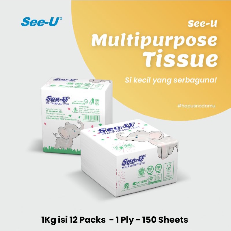 Jual Tissue Tisu See U 150 Sheets See U Multipurpose Pop Up Gajah Kecil