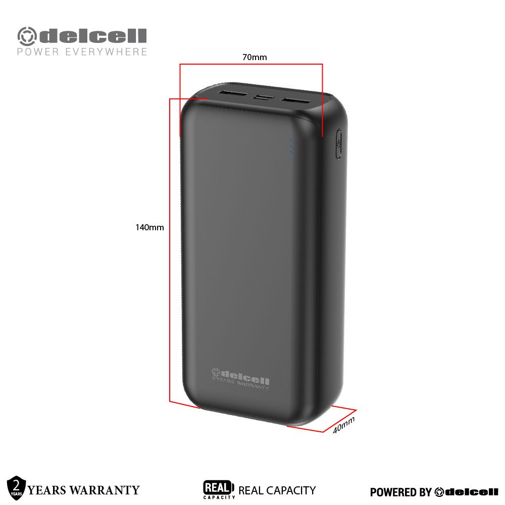 Power Bank Delcell CUBE PowerBank 31000mAh 2A Dual input Port Type C &amp; Micro USB