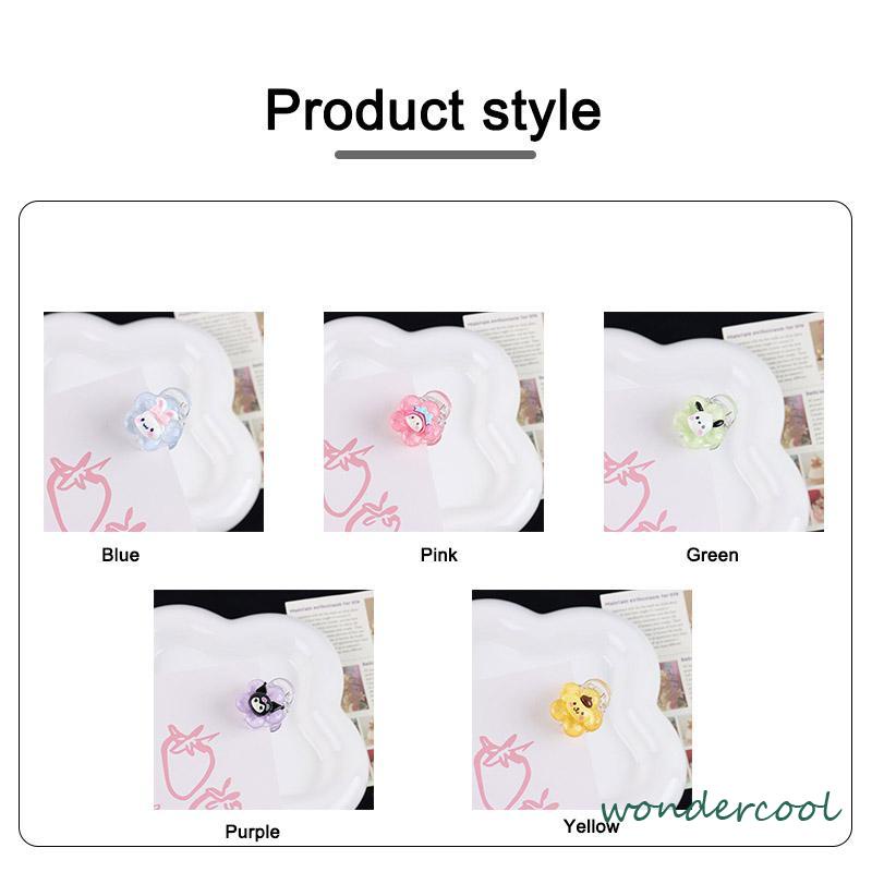 Jepit Rambut Bunga Transparan Cinnamoroll Kuromi Teenage Student Cartoon Sweet Hair Clip-Won