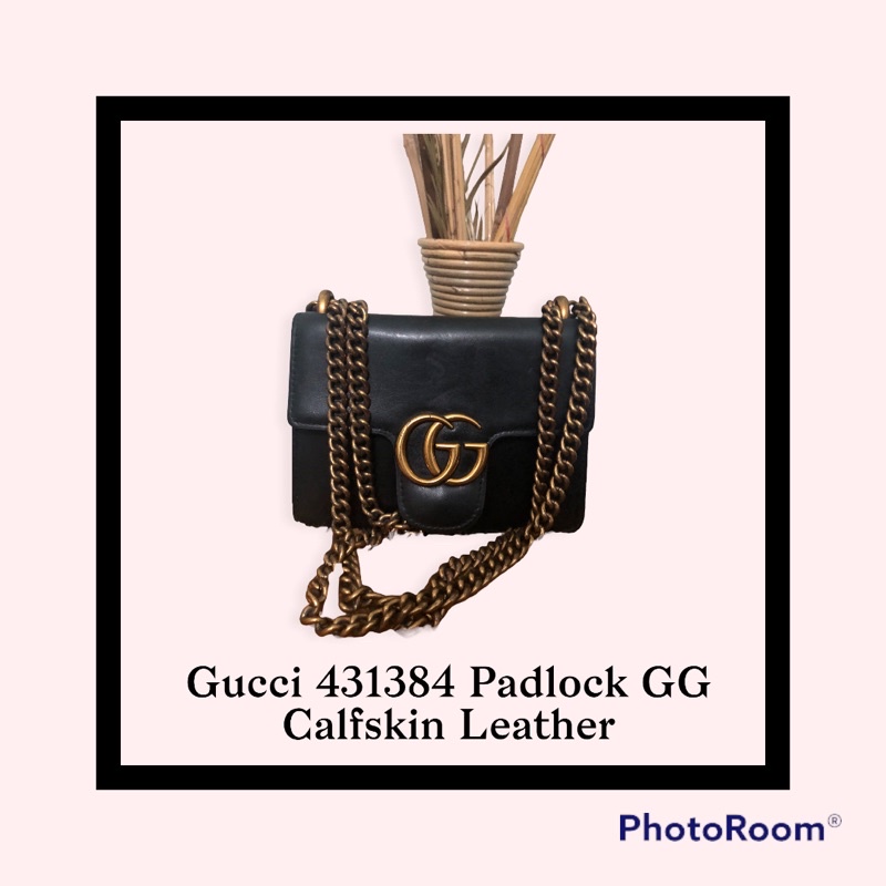 Gucc* padlock GG calfskin leather gucong
