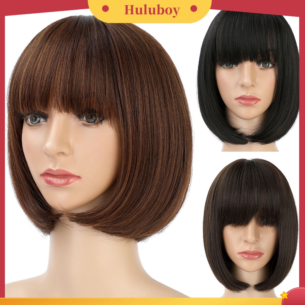 Wig Rambut Pendek Bahan Sutra Suhu Tinggi Untuk Wanita