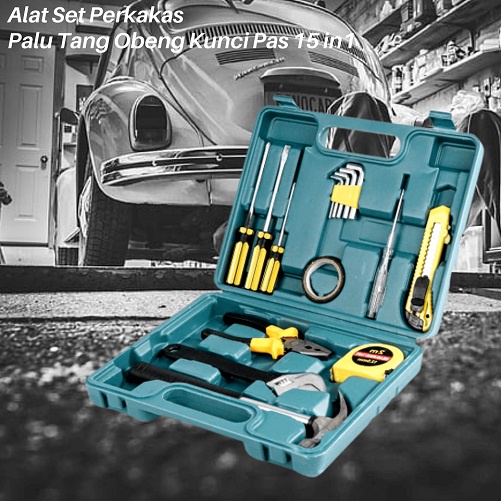 Repairing Tool Set Box 15 in 1 / Perkakas Alat Tukang Servis Maintenan Lengkap Komplit Serbaguna Bua