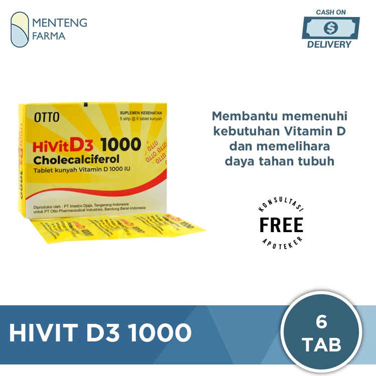 HiVit Vitamin D3 1000 IU 6 Tablet - Suplemen Vitamin D 1000 IU