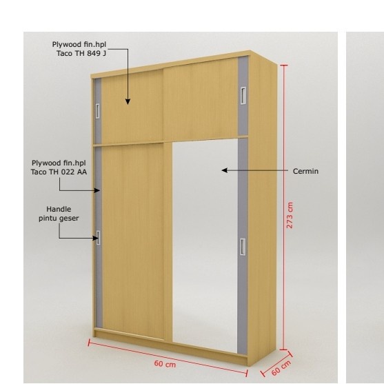 lemari pakaian minimalis sliding 2 pintu wardrobe minimalis modern