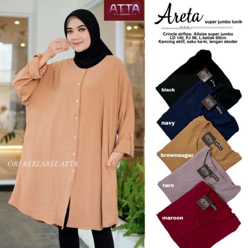 TUNIK ARETA SUPER JUMBO || LD 140 PJ 98 CRINGKLE AIRFLOW