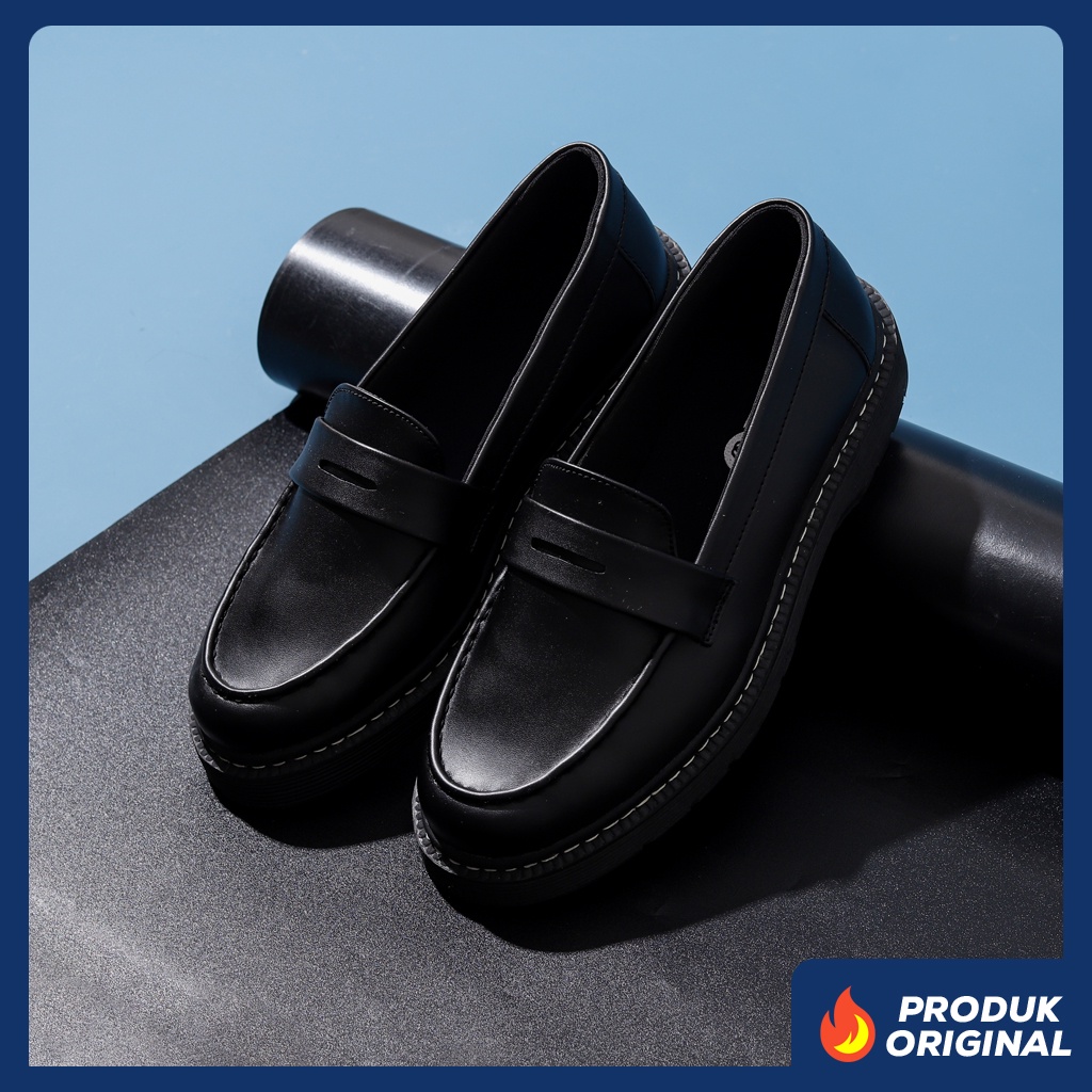 ARCHER BLACK ORIGINAL x LVNATICA Sepatu Loafers Hitam Pria Slip On Formal Casual Kerja Kantor Slop Resmi Kantoran Pesta Wedding Kondangan Nikah Selop Kasual Jalan Santai Hangout Kuliah Modern Penny Loafer Semi Kulit Premium Footwear Keren Terbaru Kekinian