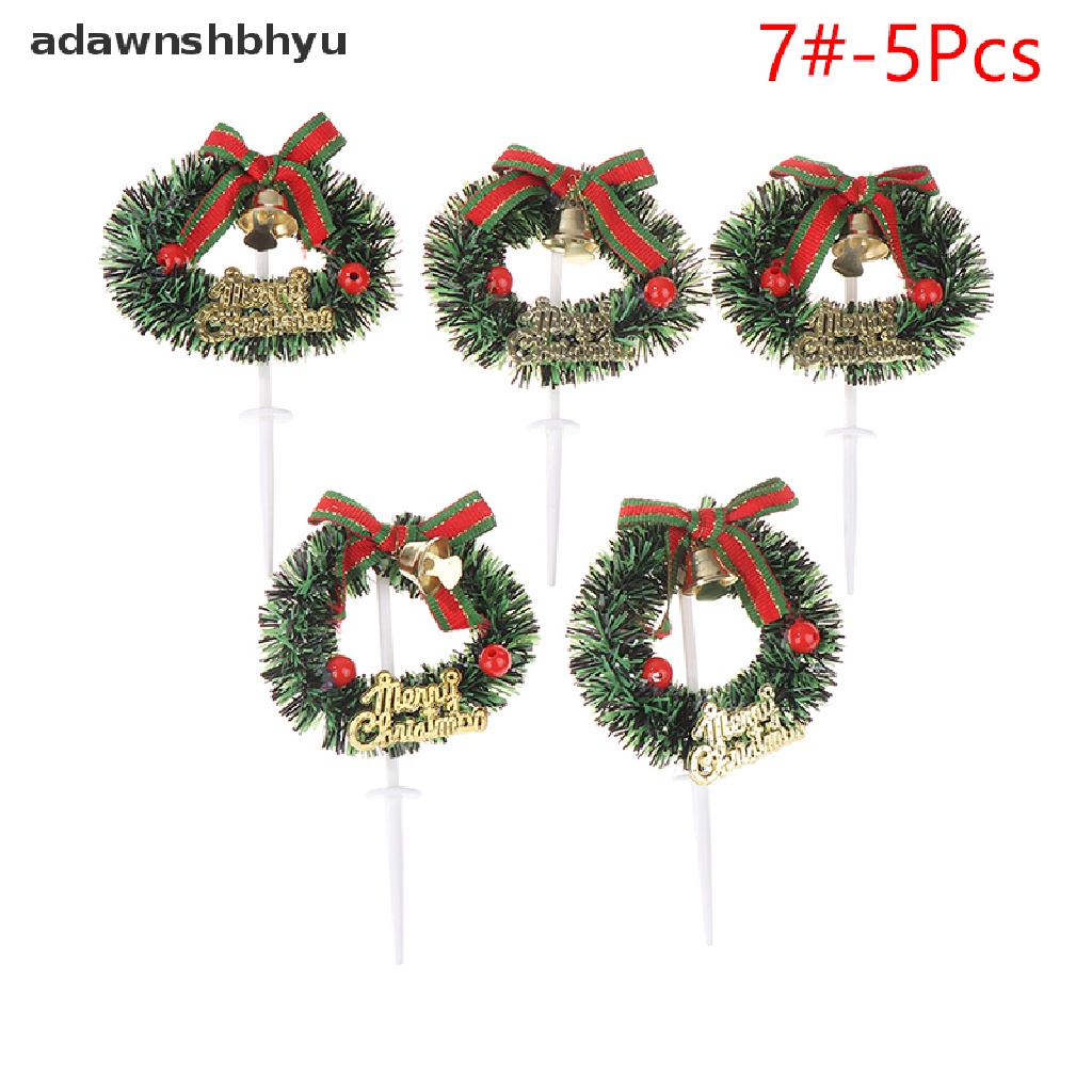 Adawnshbhyu 5Pcs Christmas Fruit Fork Leaf Xms Dekorasi Pohon Kue Plugin Party Decor ID