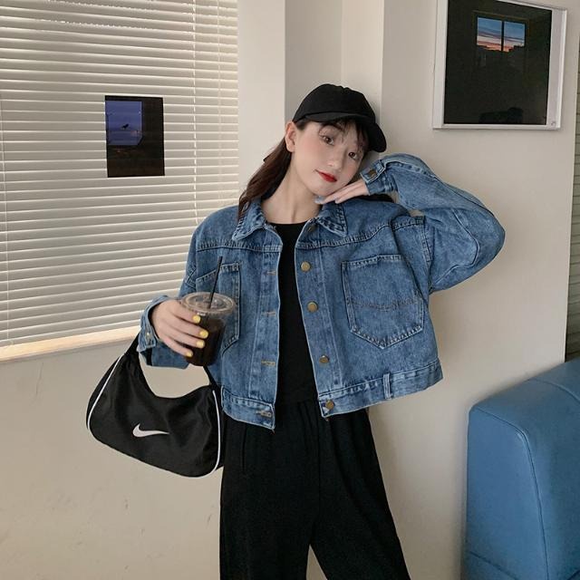 Jaket lengan panjang jaket pendek  tooling denim jaket oversize   dewasa fashion koream ootd atasan wanita