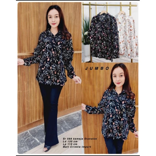 Atasan kemeja Crinkle jumbo