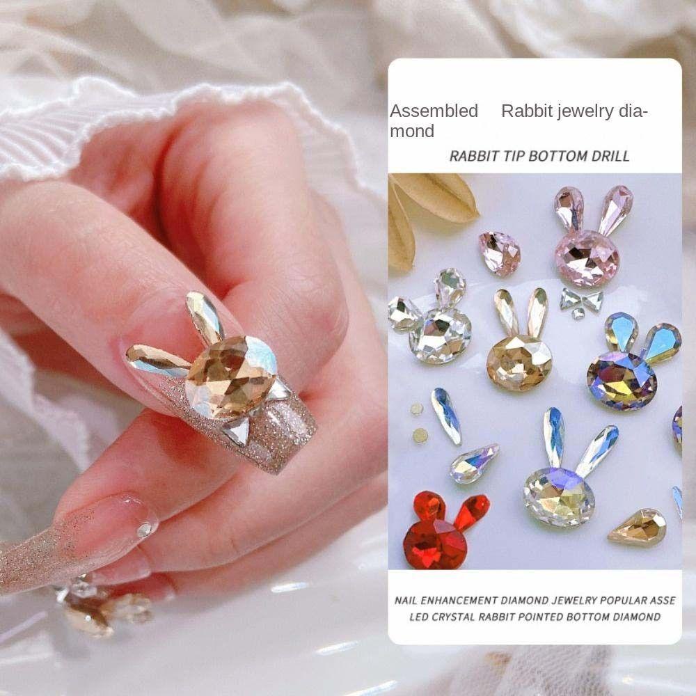 Mxbeauty Kelinci Kuku Berlian Imitasi DIY Merakit Pesona Kuku Ikatan Simpul Manikur Aksesoris Nail Art Drills