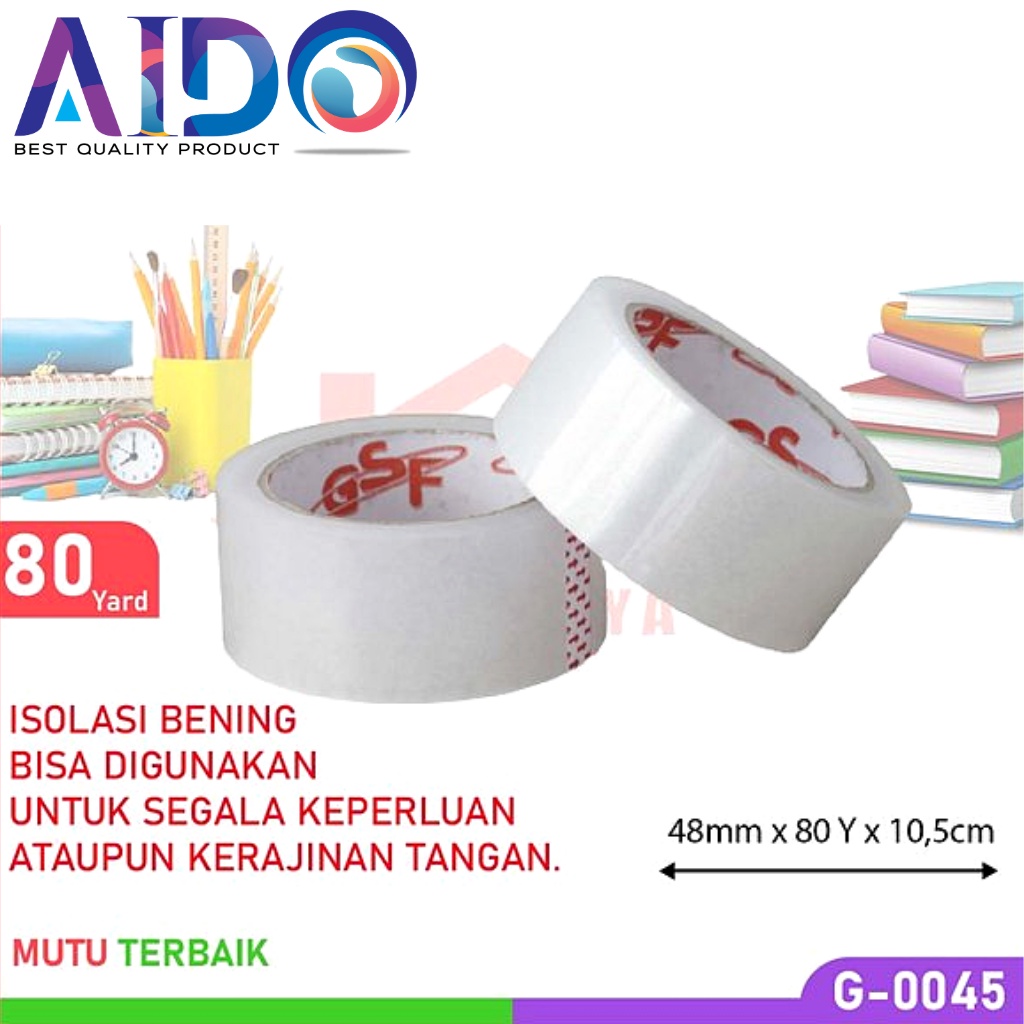 Selotip Selotape Isolasi bening bening Lakban premium quality Isolasi Selotip Bening aido