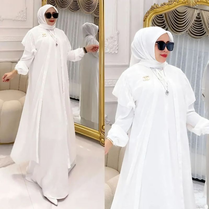 KARIN DRESS CERUTY BABYDOLL MIX CRINKLE/GAMIS WANITA MUSLIM TERBARU FULL FURRING/GAMIS MUSLIMAH TERLARIS/COD/FAR MOSLEMSTORE