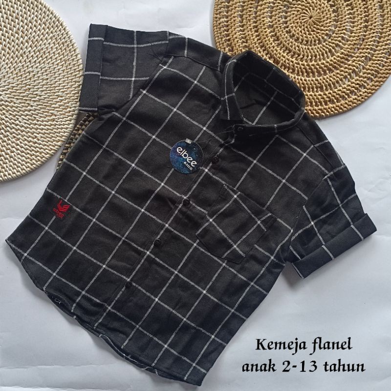 Baju Atasan Kemeja Flanel Anak Lengan Pendek Motif Kotak kotak Premium Usia 2-13 tahun terhits