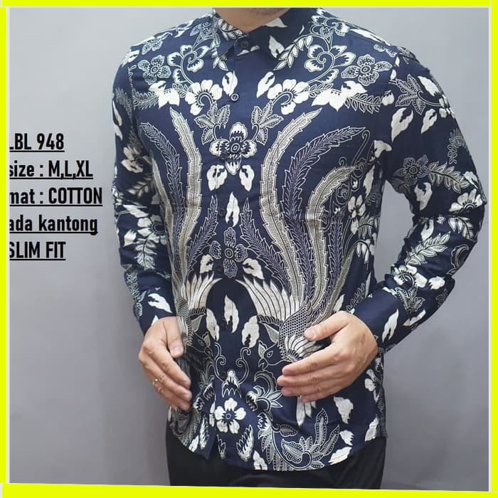 KEMEJA PRIA BATIK LENGAN PANJANG HEM BAHAN KATUN HALUS 40S  LBL 948 MEWAH PREMIUM BAJU ELEGANT SIZE M L XL  SKU MS JAKARTA