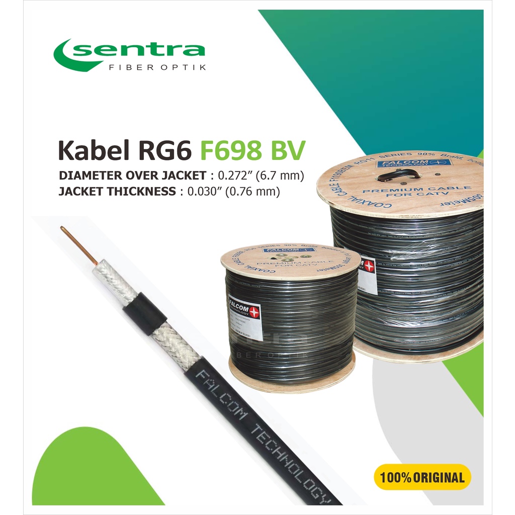 Kabel COAXIAL  RG6-F698BV Falcom Technology 305M (KC06016)