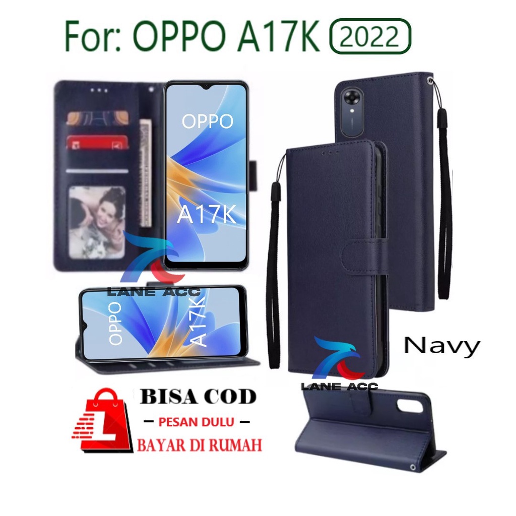 FLIP CASE OPPO A17K (2022) FLIP DOMPET CASING HP, FLIP WALLET LEATHER COVER, FLIP KULIT SARUNG BUKU