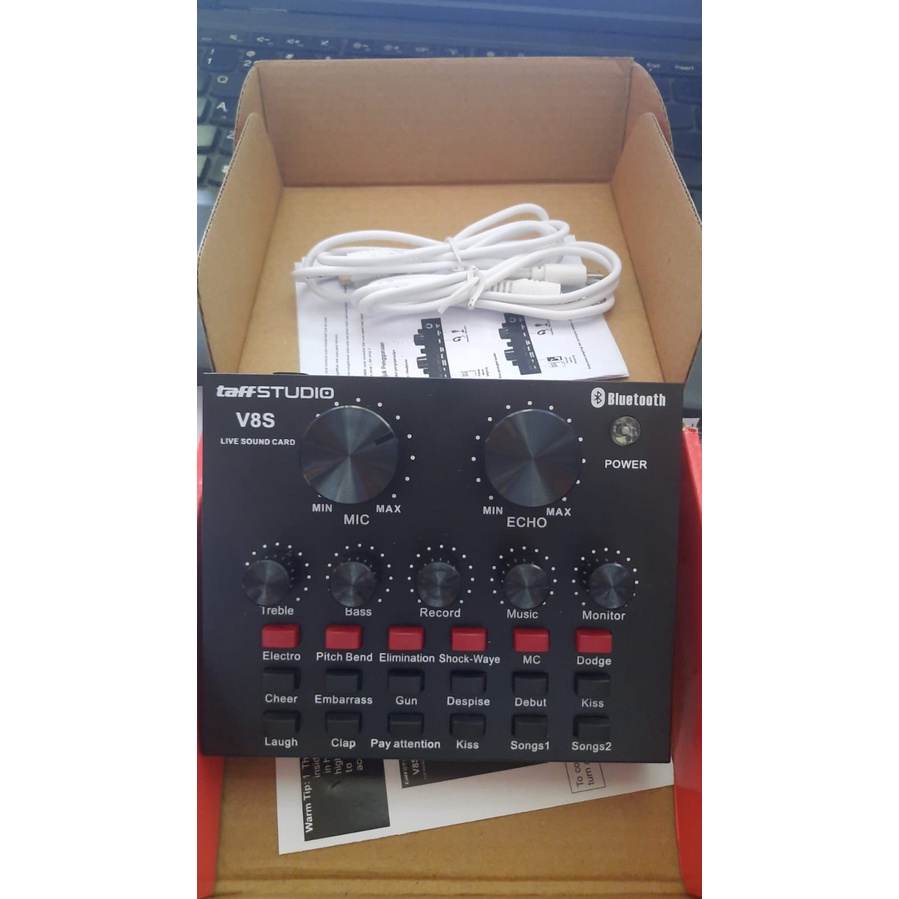 Soundcard V8s Bluetooth Audio USB Recording Karaoke Smule Bigo Mic Music Studio