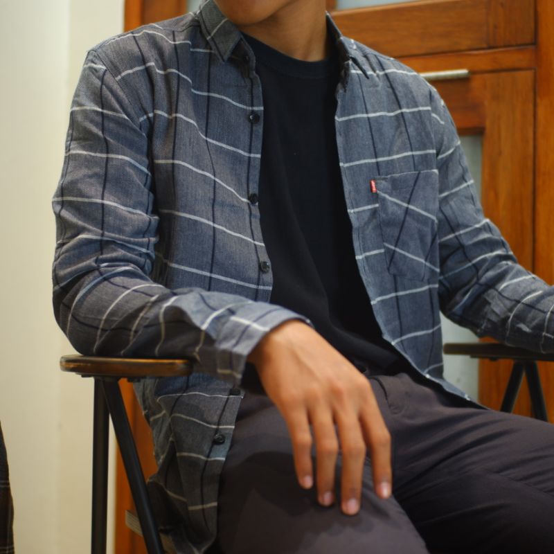 kemeja flanel premium Levis original pria wanita