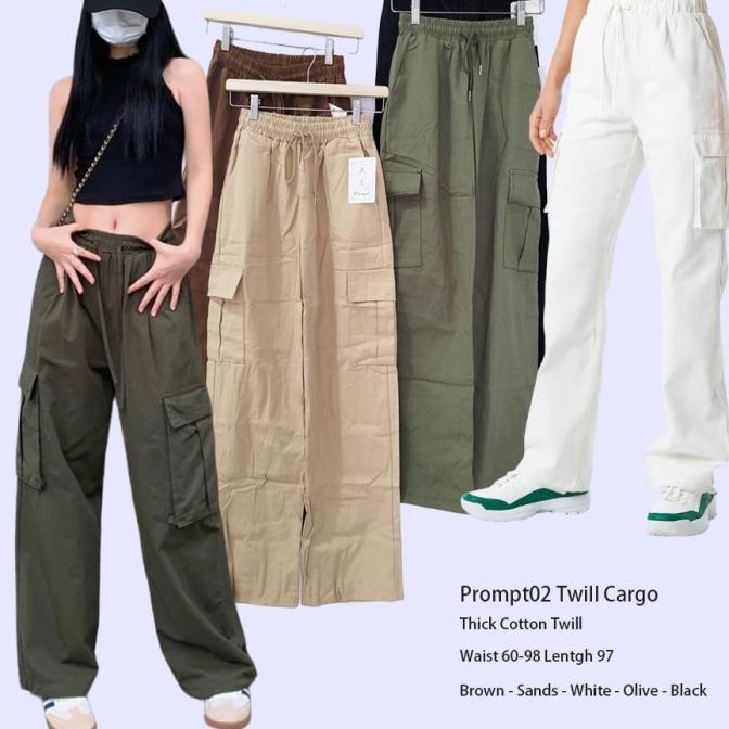 PROMPT 02 TWILL CARGO Pants Celana Panjang Wanita Import