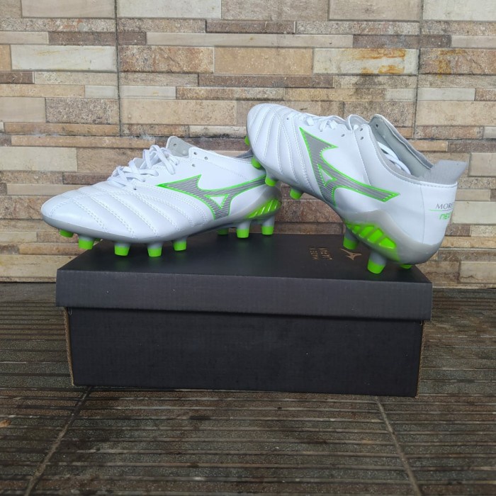 Sepatu Bola Mizuno Morelia Neo3 White Green Fg - Sepatu Soccer Mizuno #Original