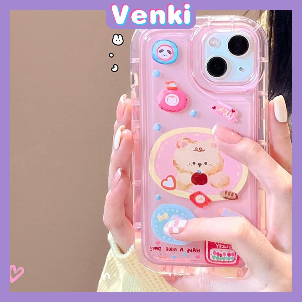 Case For iPhone 14 Pro Max TPU Soft Jelly Airbag Clear Pink Case Cute Bear Camera Protection Shockproof For iPhone 14 13 12 11 Plus Pro Max 7 Plus X XR