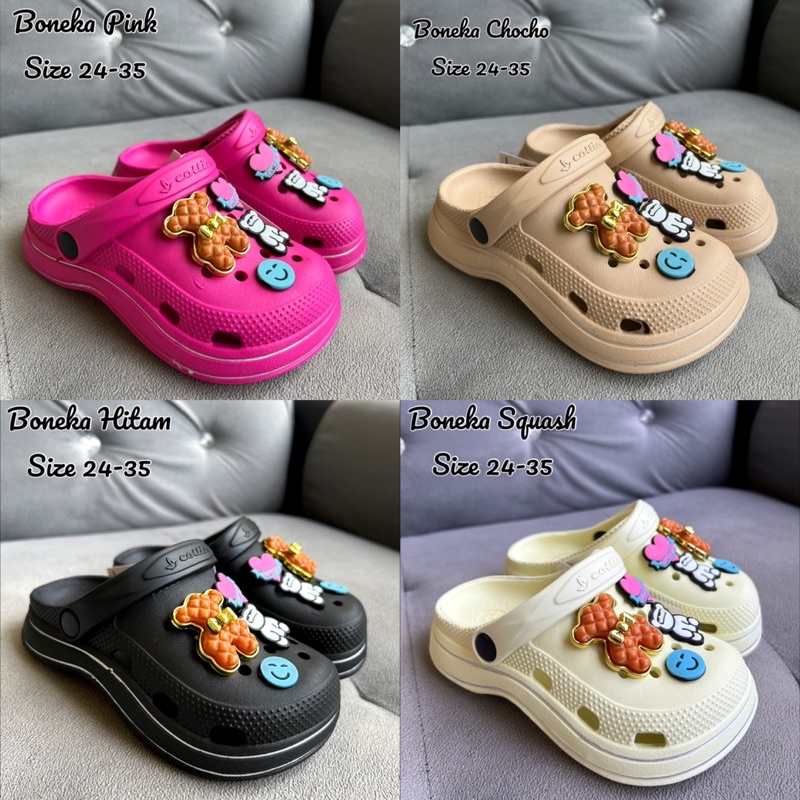 (Size 24-35) SANDAL BAIM WEDGES ANAK MOTIF BONEKA