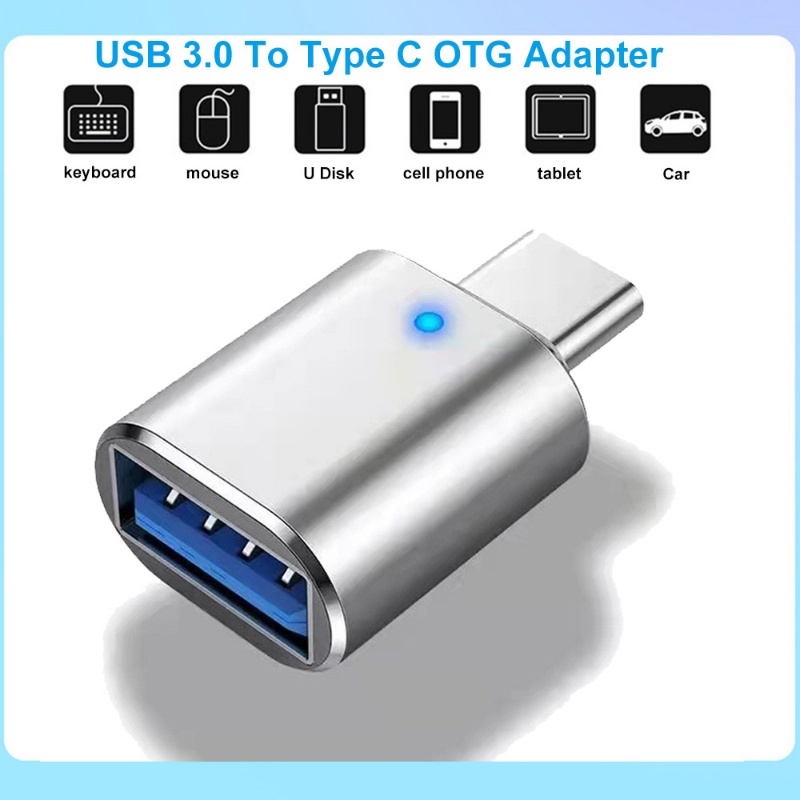 3a Telepon Komputer Universal OTG Aluminium Converter Data Transmitter Dengan Lampu Indikator Aksesoris Ponsel Pengisian Cepat Konektor USB 3.0 Ke Tipe C Adapter