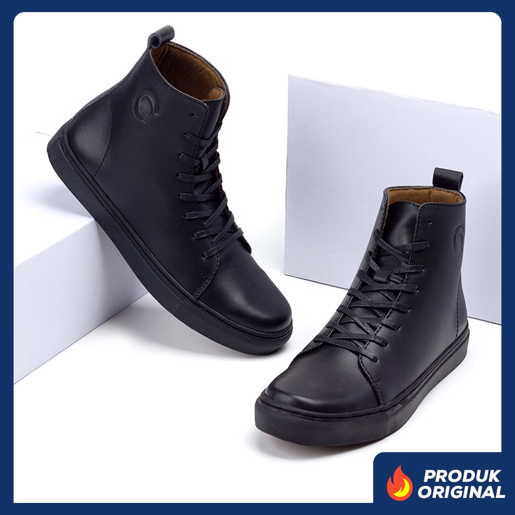 MAGNUS FULL BLACK ORIGINAL x GREATA Sepatu Kulit Sapi Asli Pria Boots Hitam Tali Casual Semi Formal Vintage Klasik Jalan Hangout Kuliah Kerja Kantor Classic Boot Genuine Leather Shoes Bikers Touring Footwear Big Size Ukuran Besar Jumbo 44 Keren Kekinian