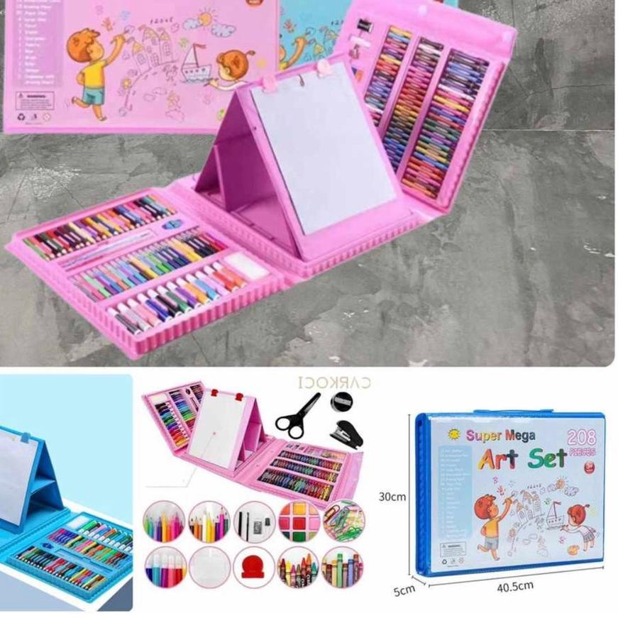 

6UUⓂ viral crayon set anak / Super Mega Art Set isi 208pcs warna pensil krayon Crayon Mewarnai / alat gambar mewarnai /alat lukis cat air hadiah anak Recommended