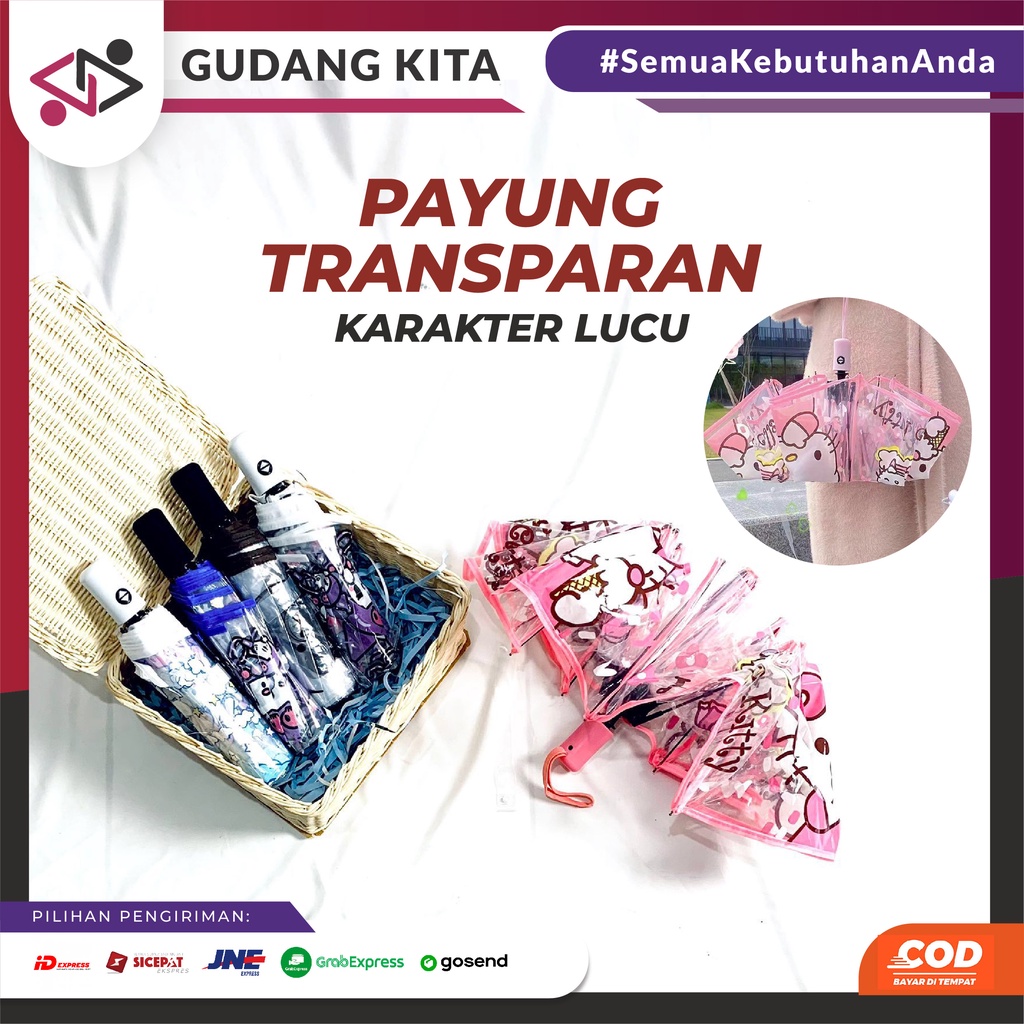 PAYUNG TONGKAT TRANSPARAN / PAYUNG TRANSPARAN MOTIF KARAKTER LUCU / PAYUNG PAYUNG BENING JAPAN KOREA