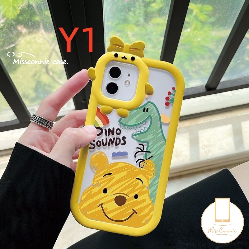 IPHONE Case Cocok Untuk Iphone8 7 6s 6 Plus 11 13 12 14 Pro Max XR XS Max 14 Plus X SE 2020 3D Bow-knot Little Monster Lensa Soft TPU Lucu Disney Mermaid Kartun Winnie the Pooh Cover