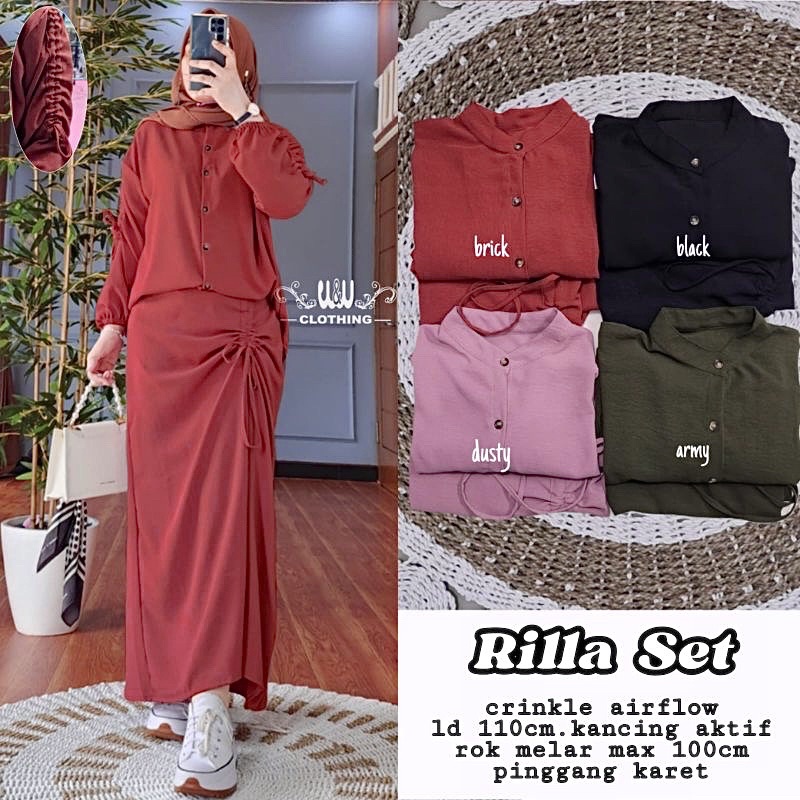 RILLA Set LD110 - Set Rok Crinkle Setelan Wanita Kekinian / 527-7161