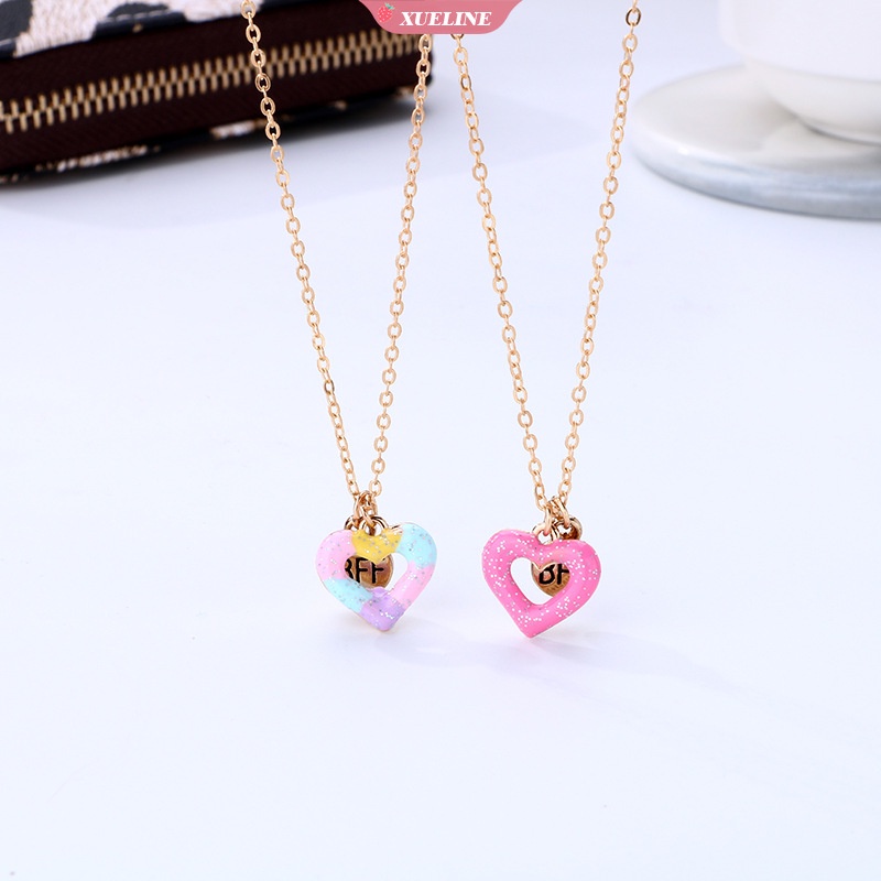 New doughnut love Kalung Lucu Sederhana Paduan drip Minyak Teman Baik BFF Kalung set [ZXL]
