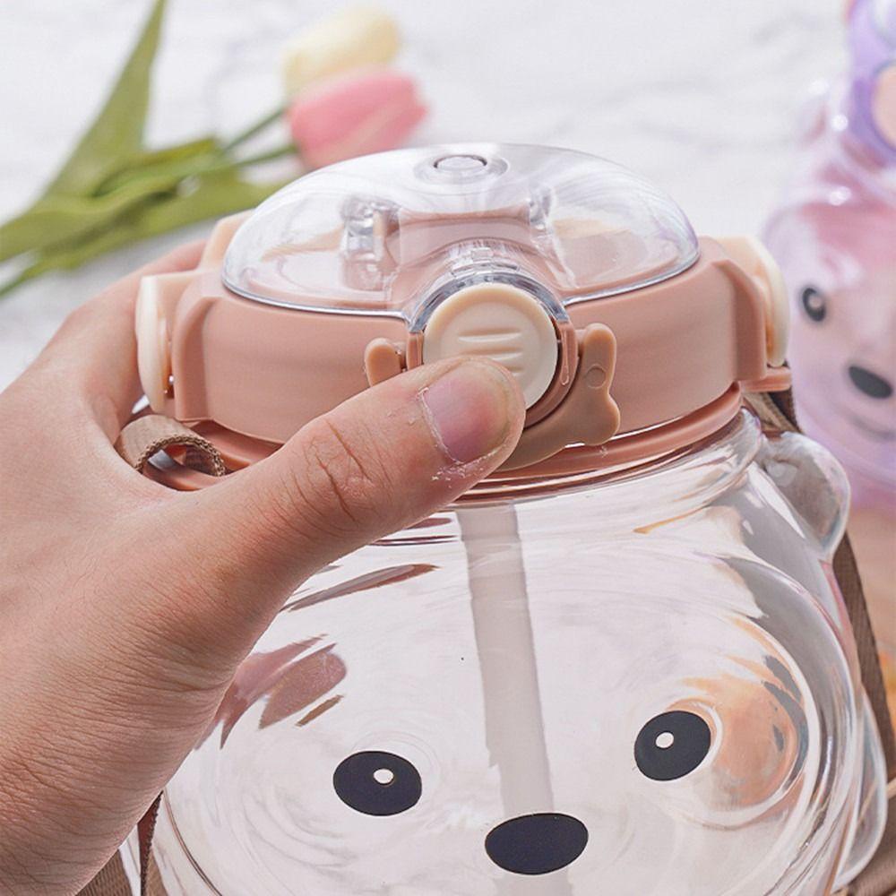 TOP Botol Air Minum 1000ml Lucu Portable Dengan Sedotan Kapasitas Besar