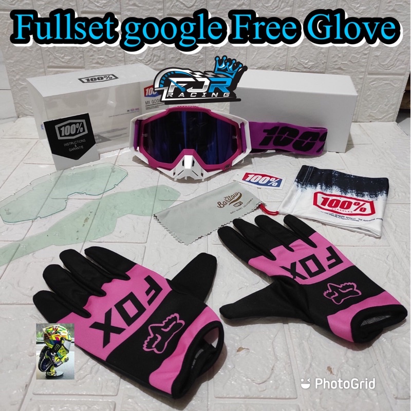 Kacamata Goggle KUALITAS  PREMIUM BONUS SARUNG TANGAN- Goggle trail motor cross - Kacamata trail - o