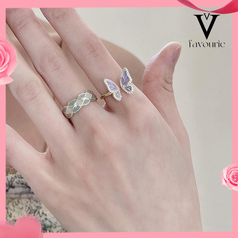 CODCincin Kupu-kupu Wanita Desain Niche Cincin Unik Mutiara kelas atas-FA