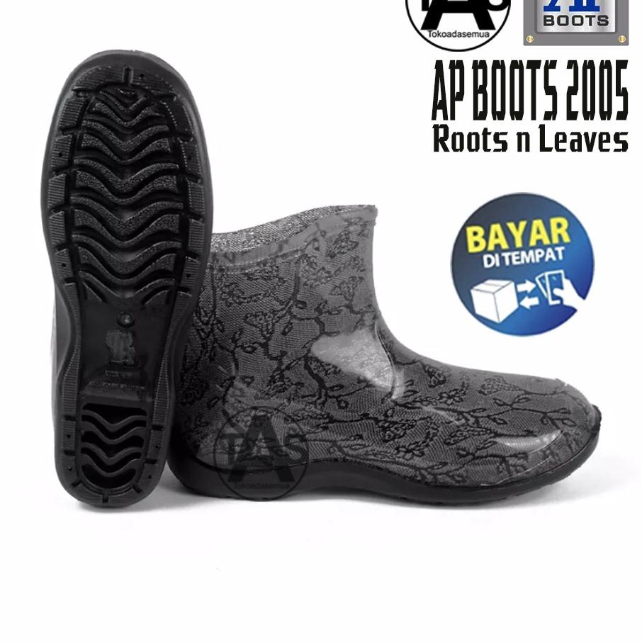 ⌤ SEPATU PRIA BOOTS KARET AP 2005 HIJAU - HITAM PENDEK SIZE 36-41 / SEPATU BOOTS KARET PENDEK TERMUR