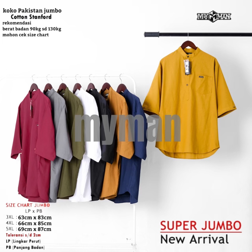 MY MAN kemeja koko pria lengan 3/4 koko pakistan jumbo pria koko kurta pakistan baju koko lengan tiga perempat baju koko pria lengan tiga perempat baju kurta pria bigsize Biru Dongker KKBZ108