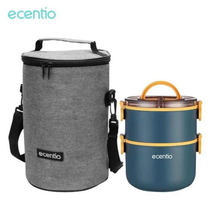 ecentio 1600ml lunch box kotak makan 2layers lunch bag/tas bag set