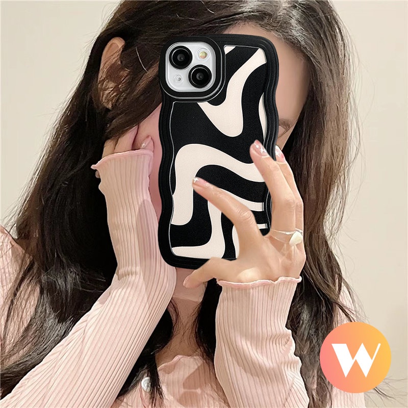 Wavy Edge Soft Case Redmi A1 10C 10A 9 9T 10 9A 9C Mi 11T Pro PO CO X3 NFC Pro M3 Redmi Note 11s 10s 11Pro 10 9 8 10Pro Plus Fashion Art Motif Zebra Garis Tidak Teratur Penutup Belakang