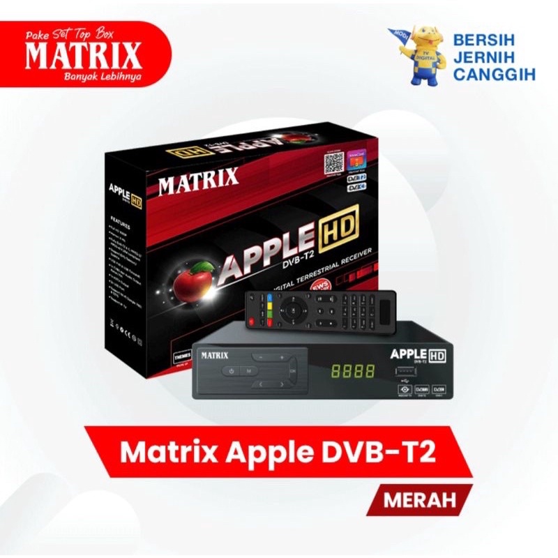 Set Top Box Tv Digital Matrix DVB T2 Apple HD EWS / set top box dvb t2 / set box tv digital / box tv digital / set top box tv tabung / stb dvb t2 / setop box tv digital / set up box tv digital / stb matrix / set top box matrix